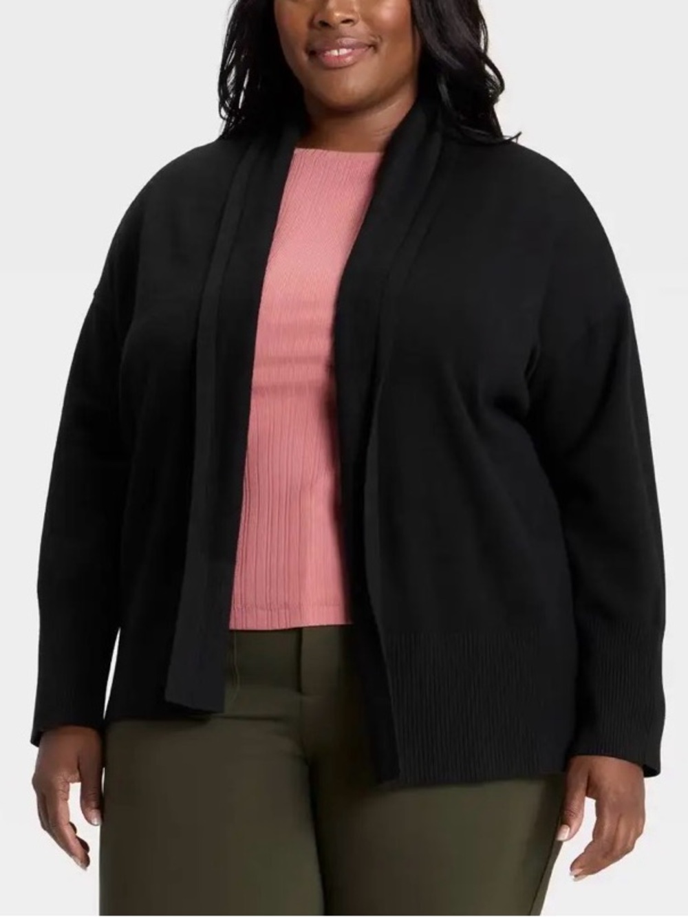 NWT Ava & Viv Black Open Front Cardigan Size 1X